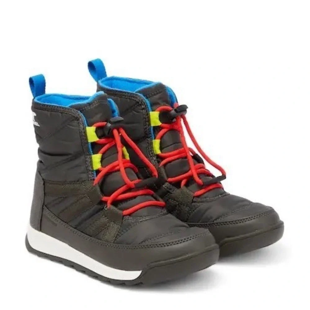 Sorel Whitney II Youth Waterproof‎ Winter Snow Boots Size 5 Black Blue Insulated